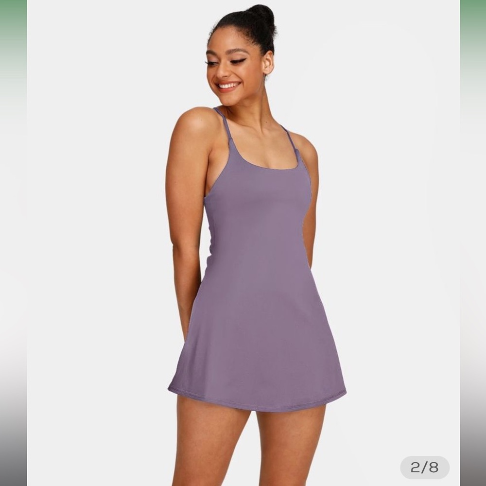 Workout dress with built in bra and shorts with pockets